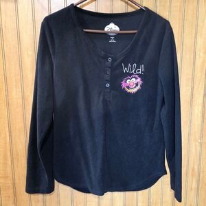 Disney Animal Muppets Sleepwear Shirt Top Wild!‎ Fleece Pullover Black M (8-10)